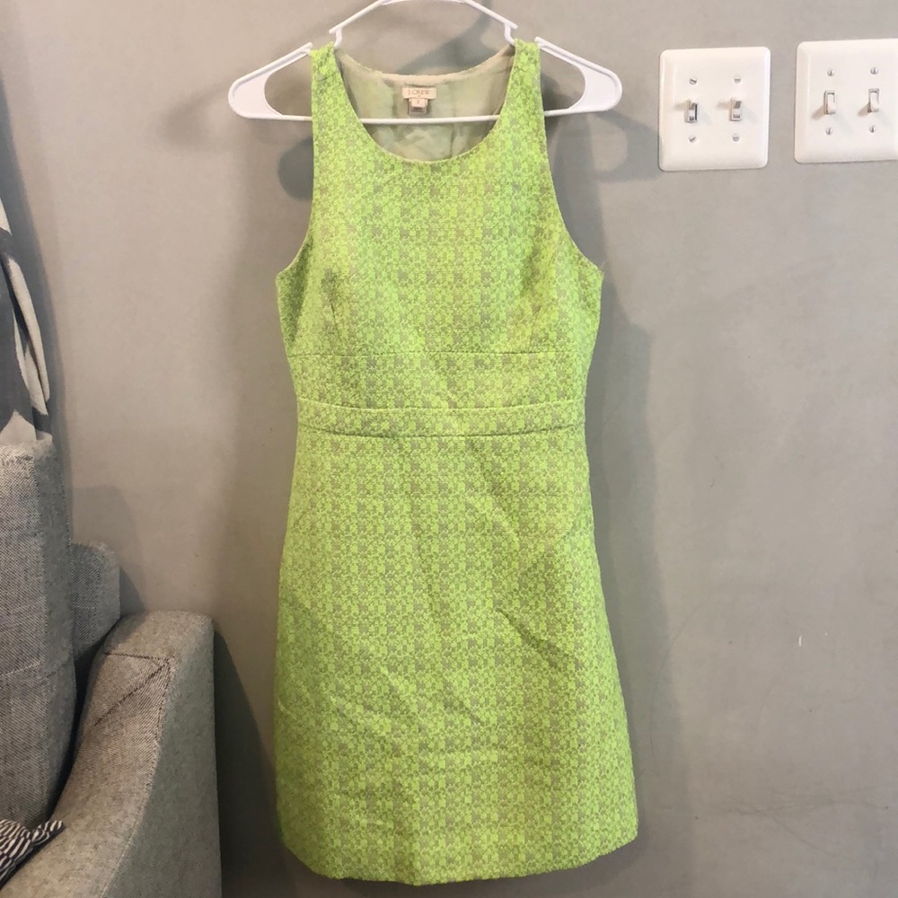 Neon green houndstooth style dress